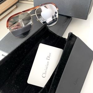 Silver Dior Desertic 9G007 Aviator Sunglasses Unisex with box and case